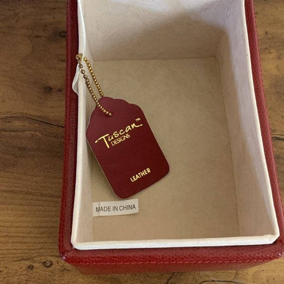 Tuscan Designs Red Leather Rectangular Jewelry Box 6.5" Length - Picture 3 of 7